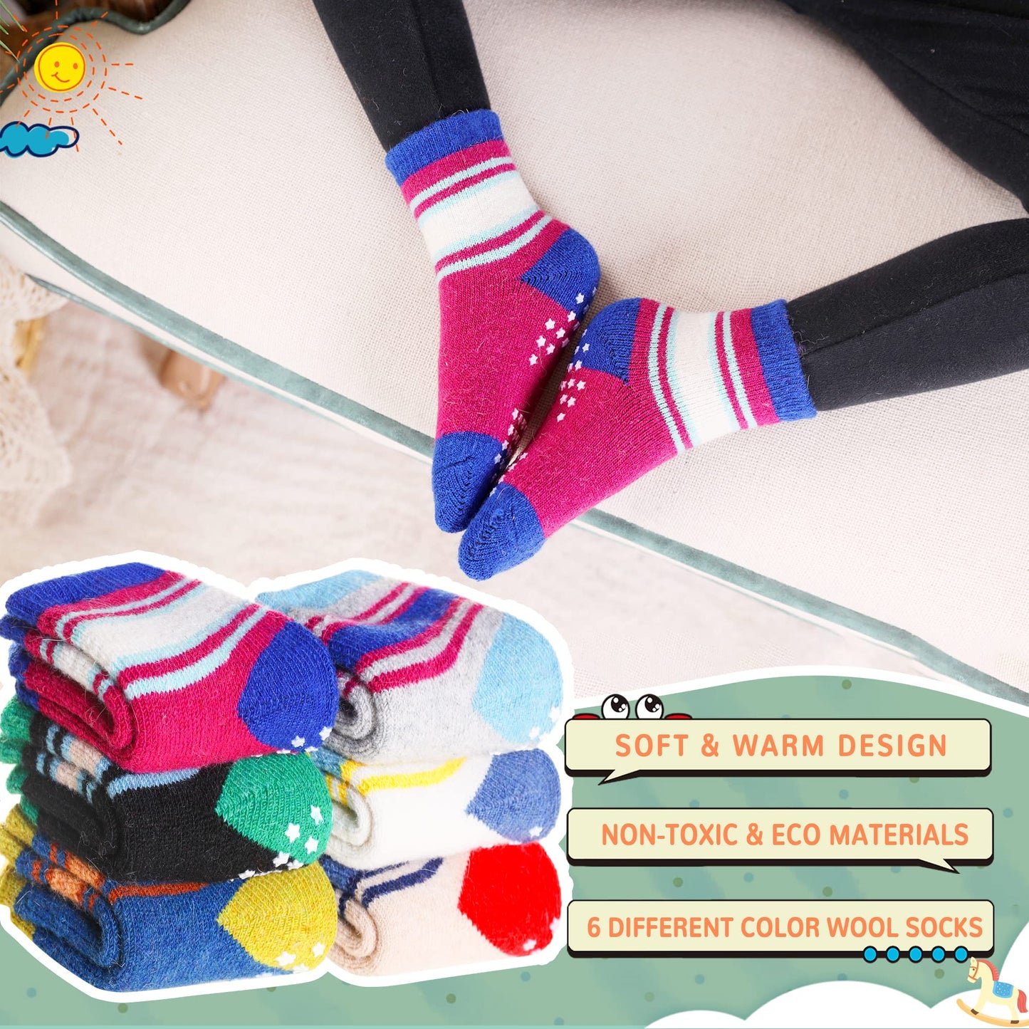 Eocom 6 Pairs Children's Wool Socks