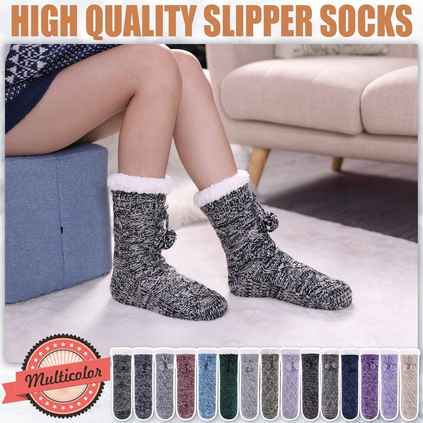 Yebing Warm Non Slip Slipper Socks