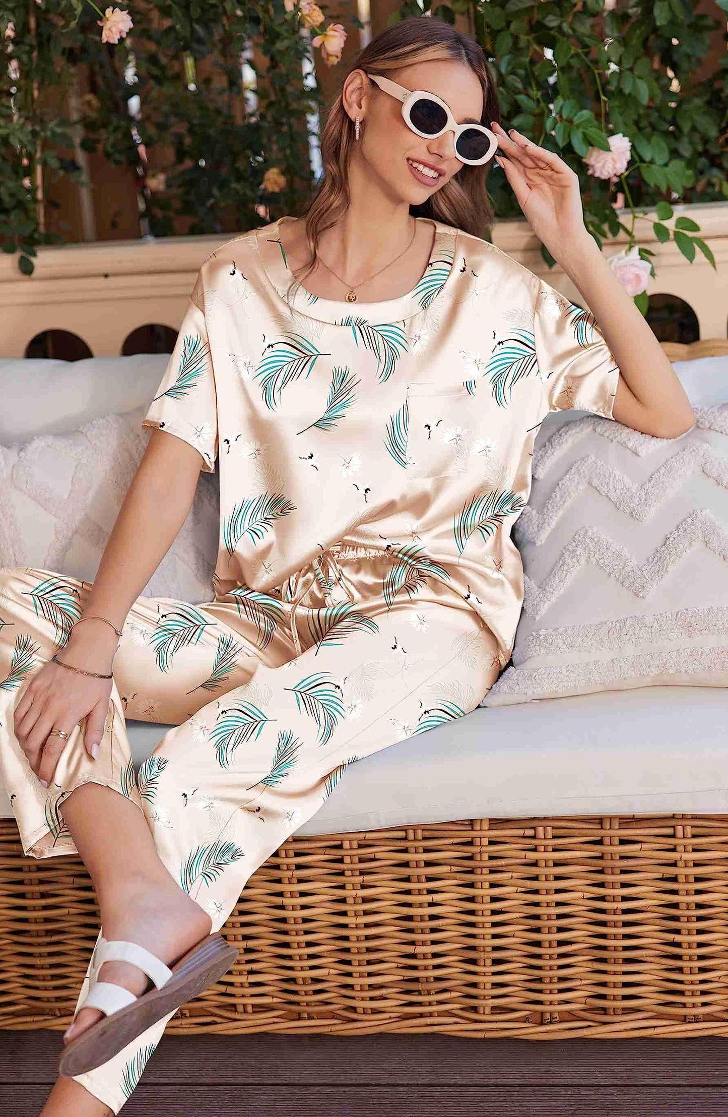 Ekouaer Silky Pajama Set