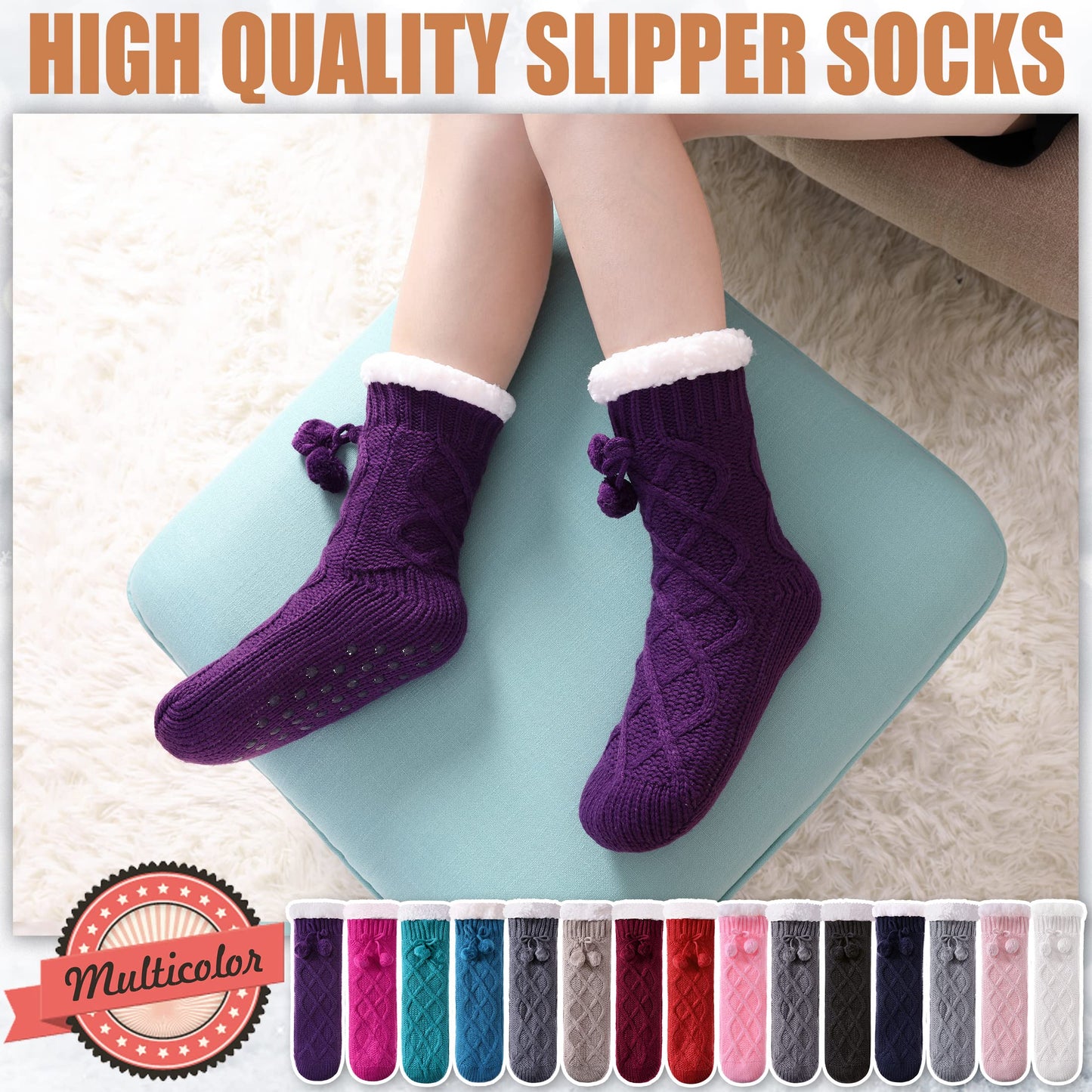 Yebing Warm Non Slip Slipper Socks