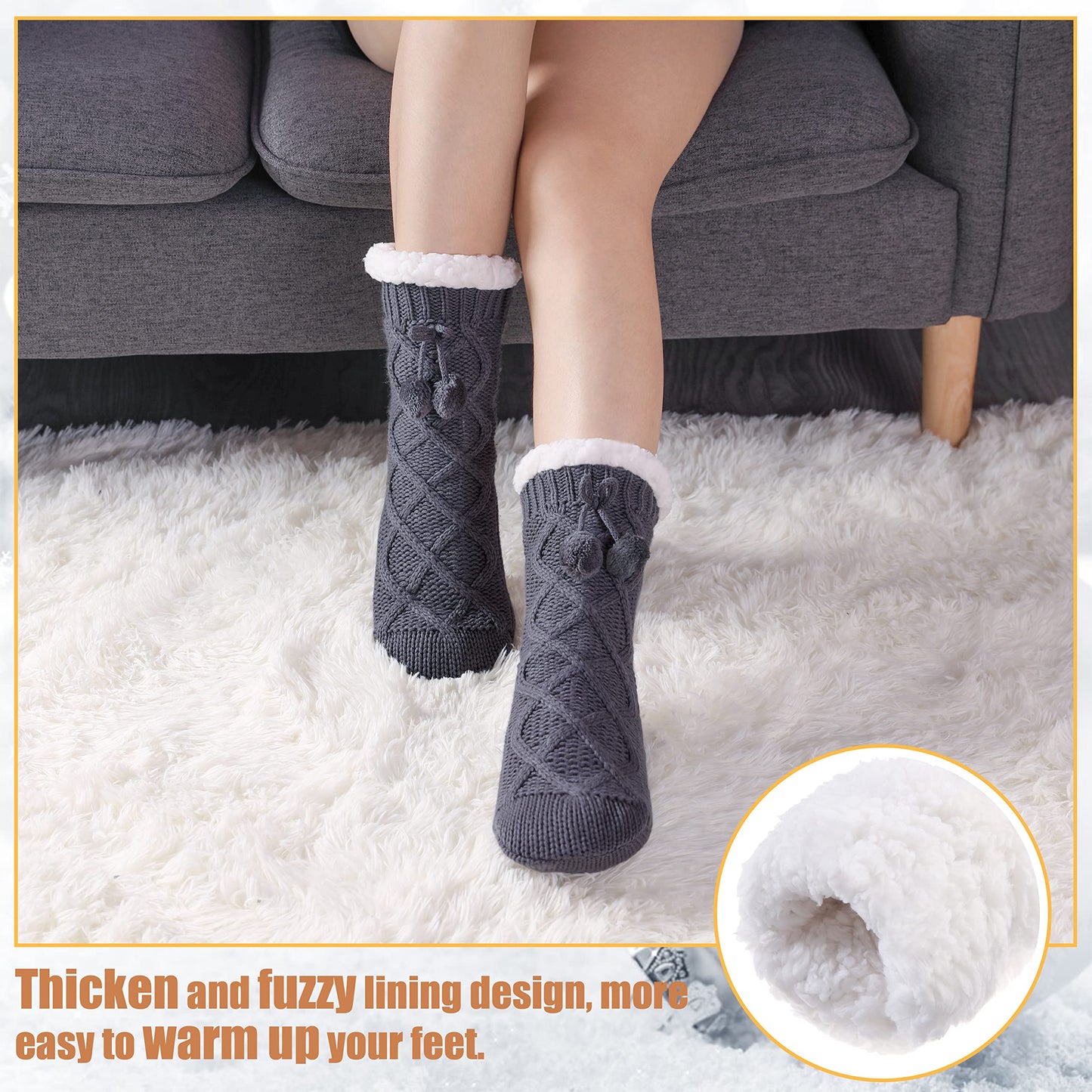 Yebing Warm Non Slip Slipper Socks