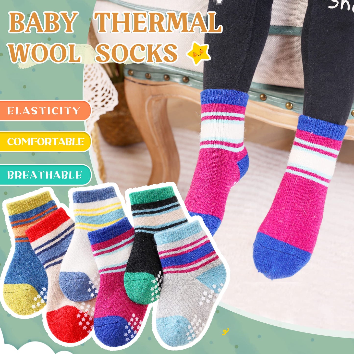 Eocom 6 Pairs Children's Wool Socks