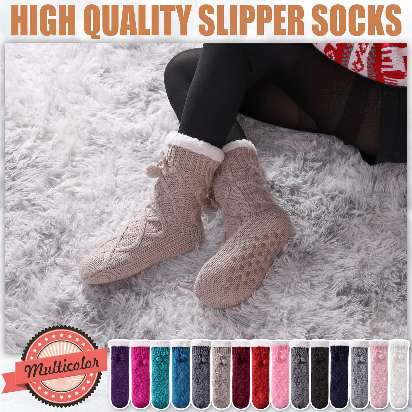 Yebing Warm Non Slip Slipper Socks