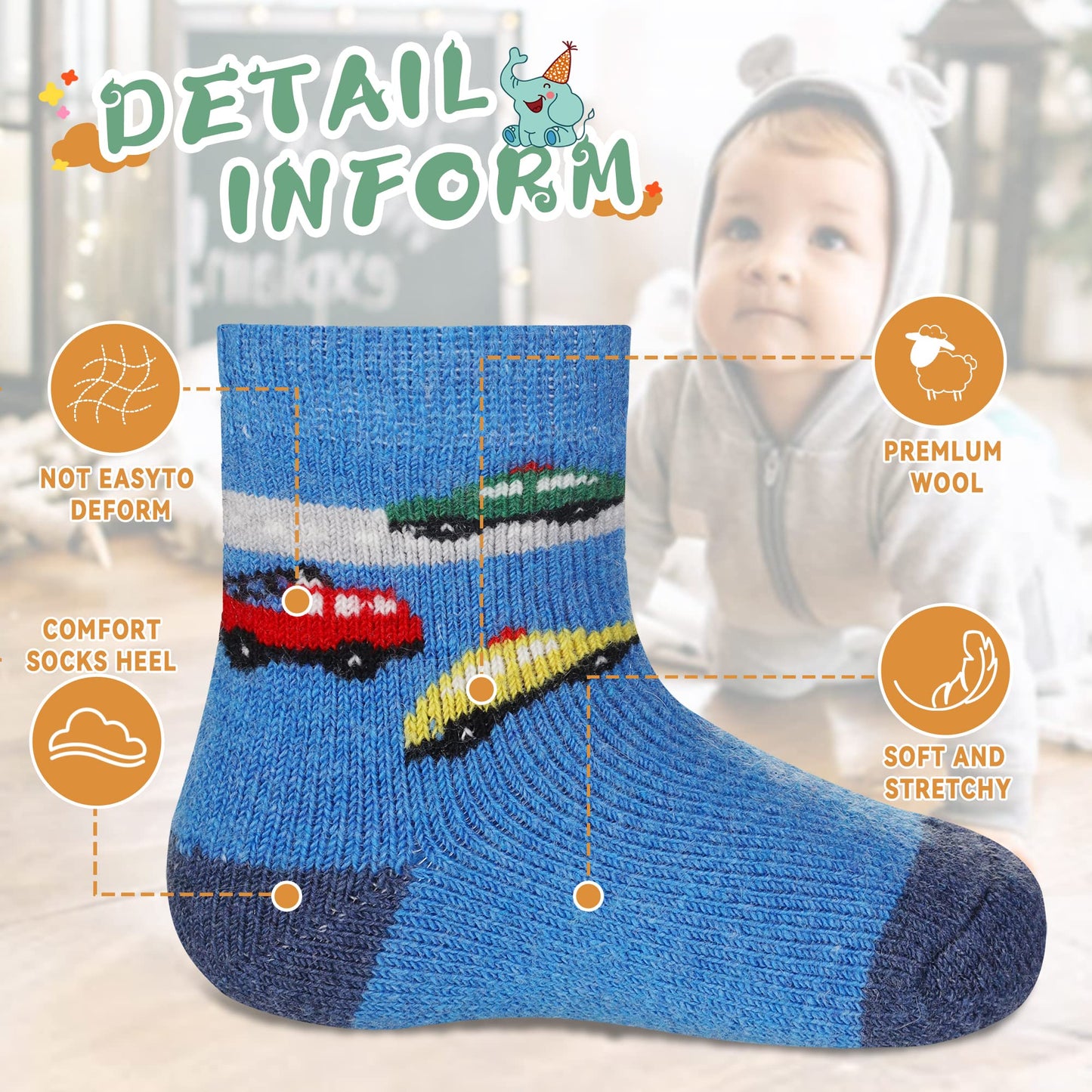 Eocom 6 Pairs Children's Wool Socks