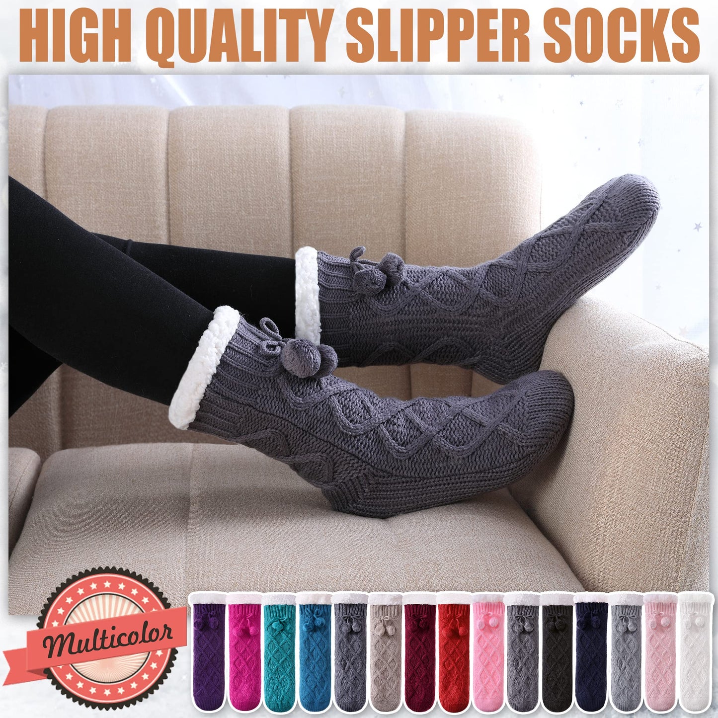 Yebing Warm Non Slip Slipper Socks