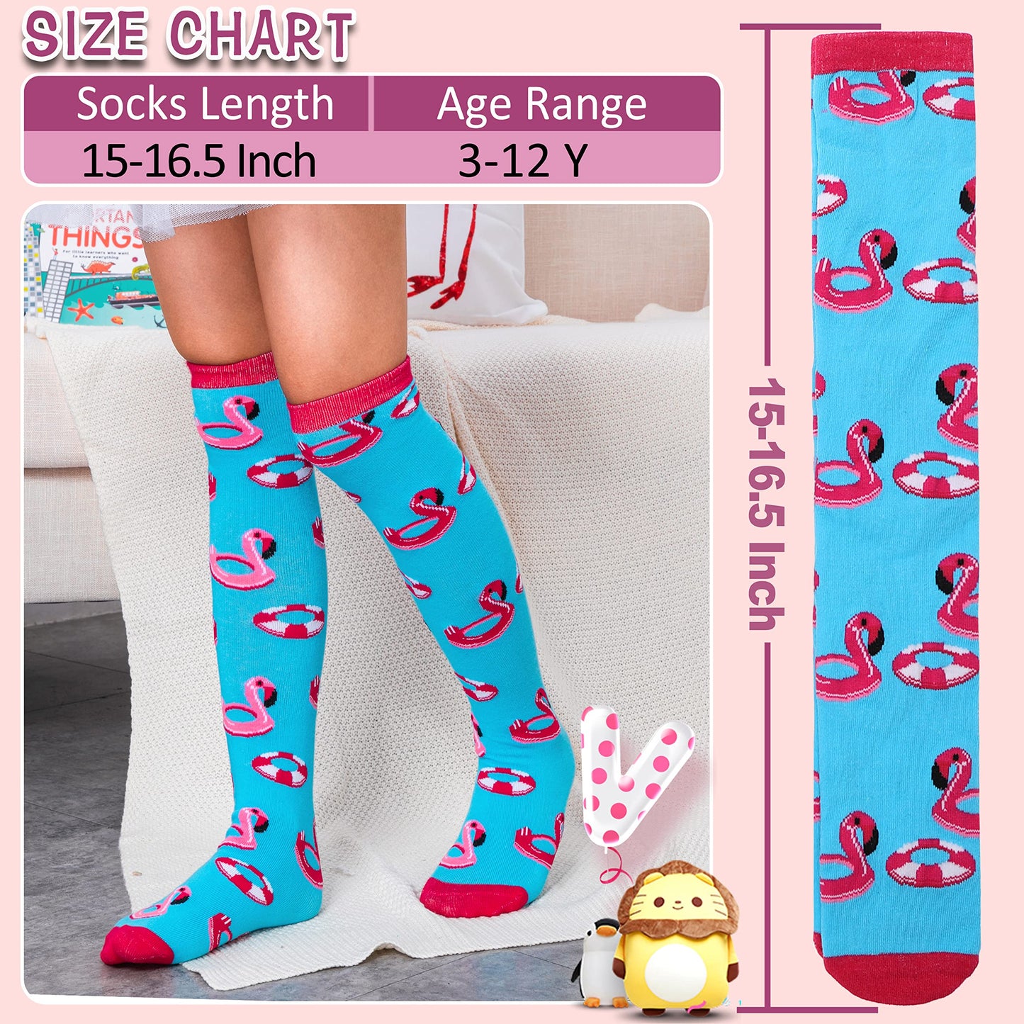 MOGGEI 6 Pairs Kids Girls Knee High Socks