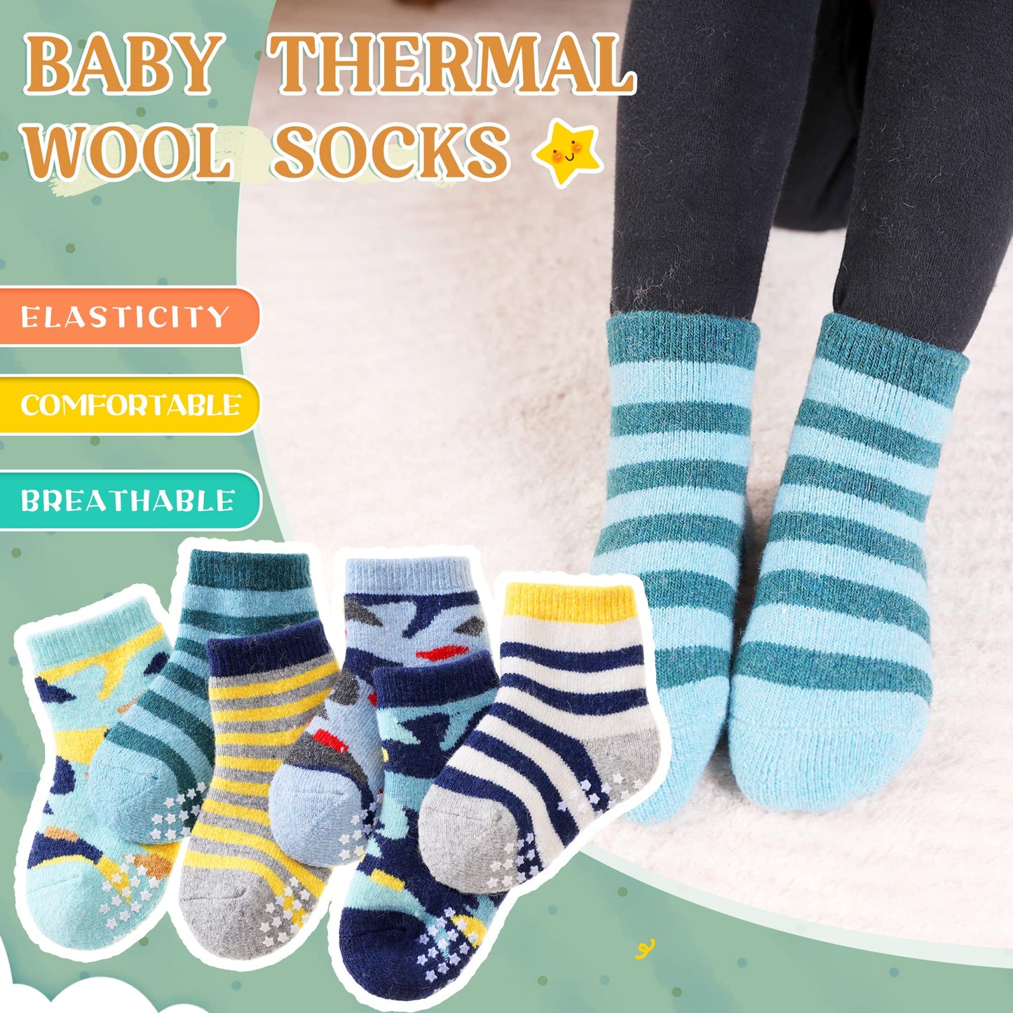 Eocom 6 Pairs Children's Wool Socks