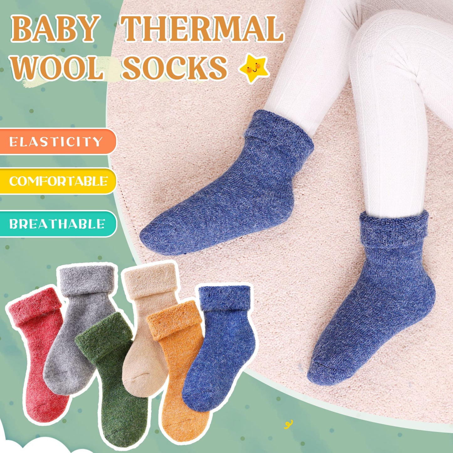 Eocom 6 Pairs Children's Wool Socks