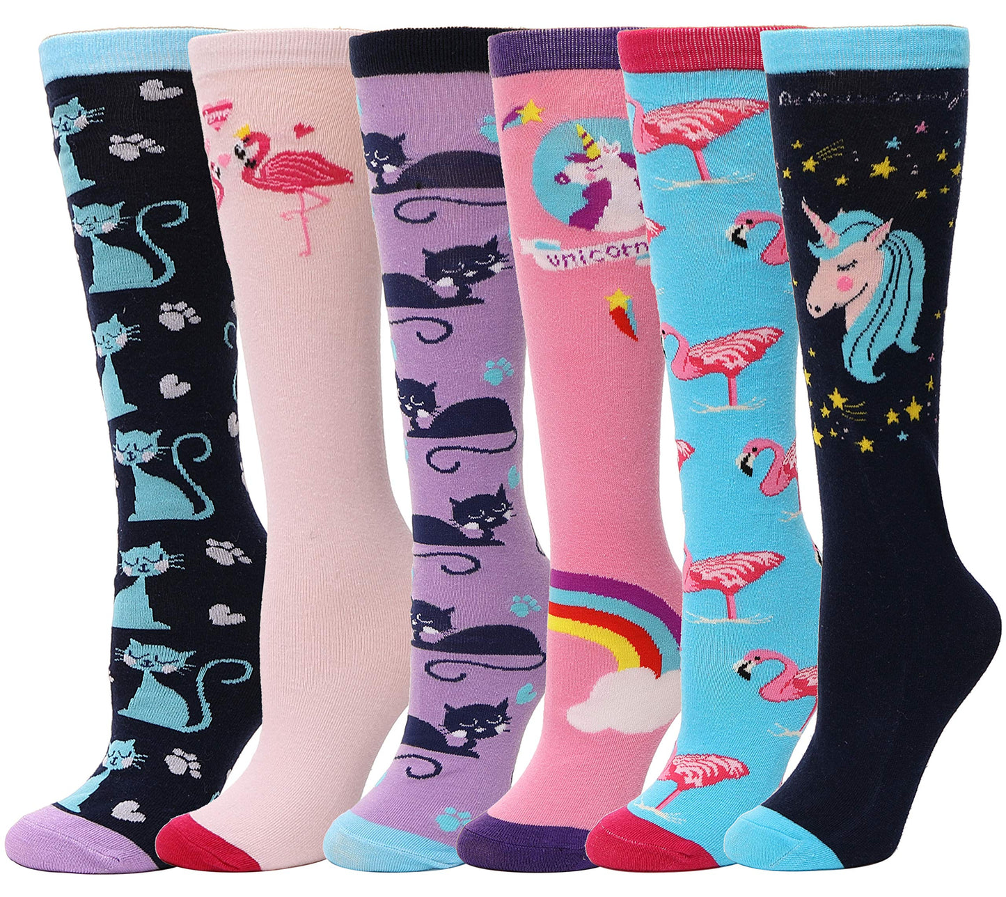 MOGGEI 6 Pairs Kids Girls Knee High Socks