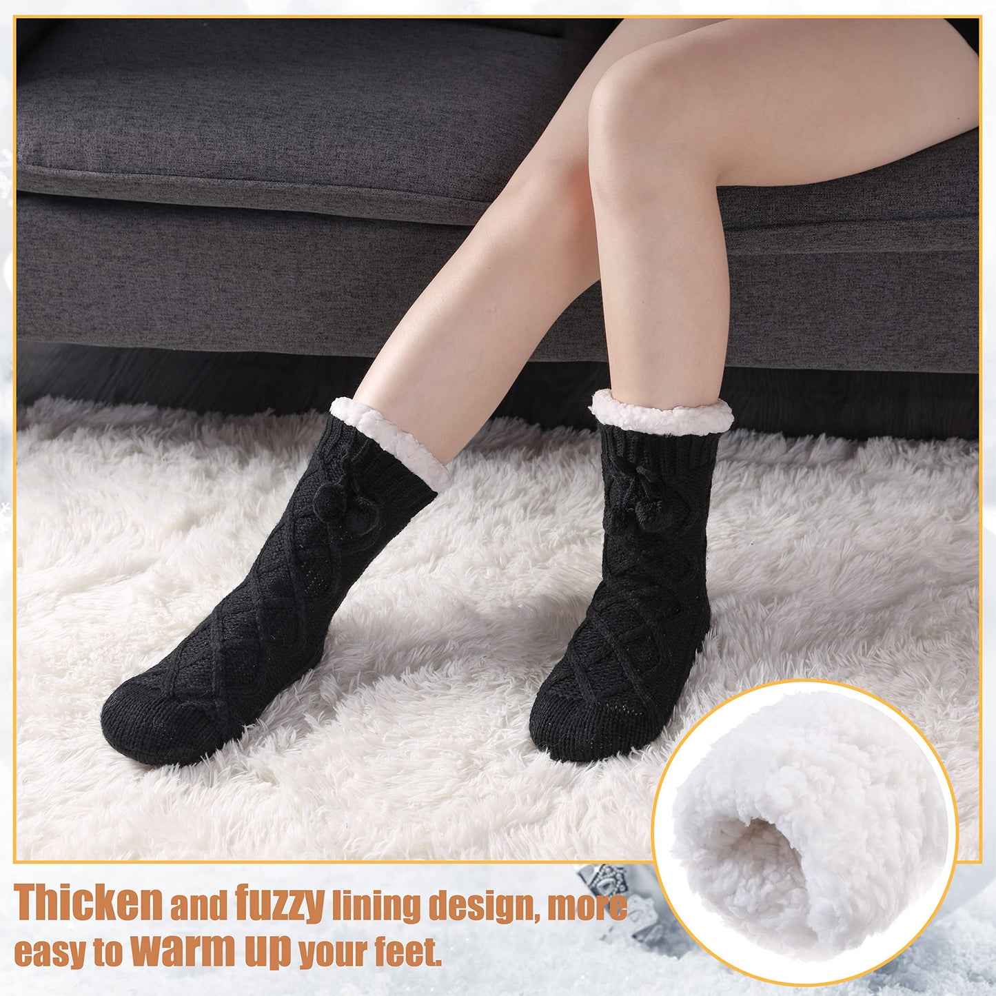 Yebing Warm Non Slip Slipper Socks