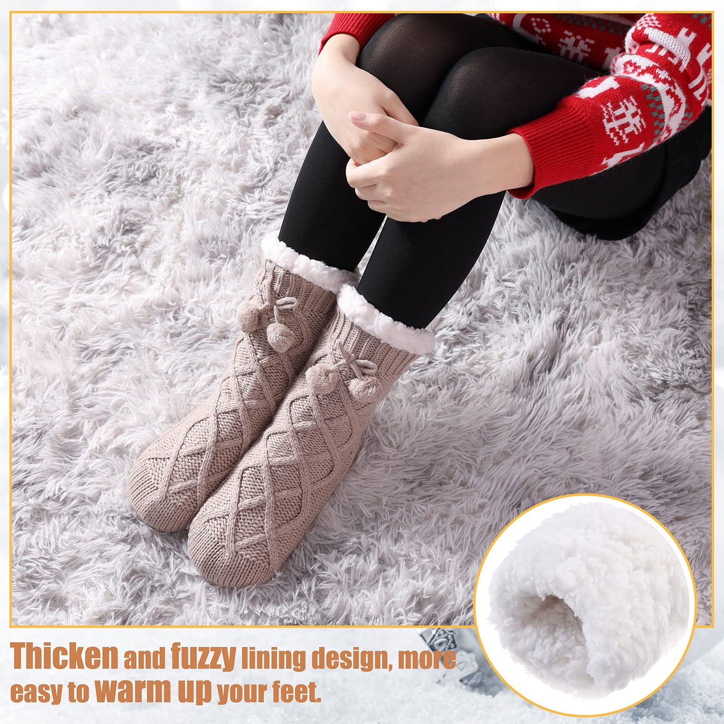 Yebing Warm Non Slip Slipper Socks