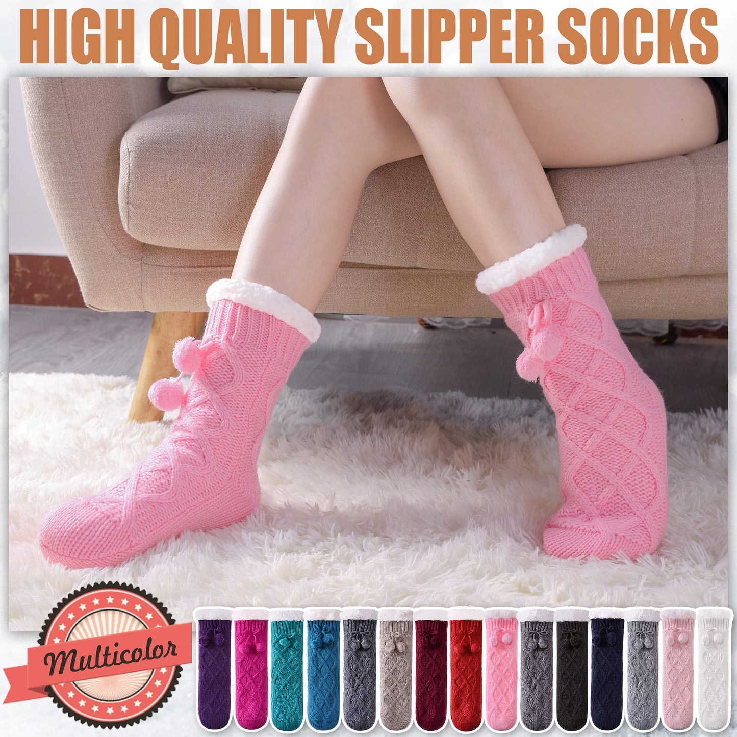 Yebing Warm Non Slip Slipper Socks