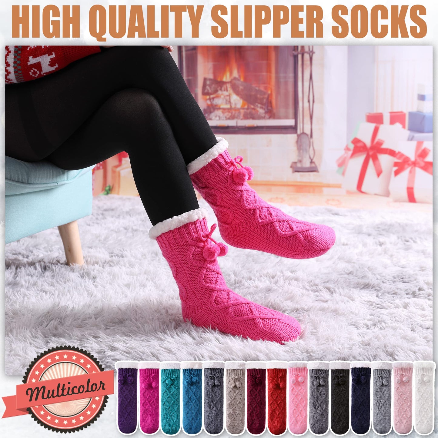 Yebing Warm Non Slip Slipper Socks