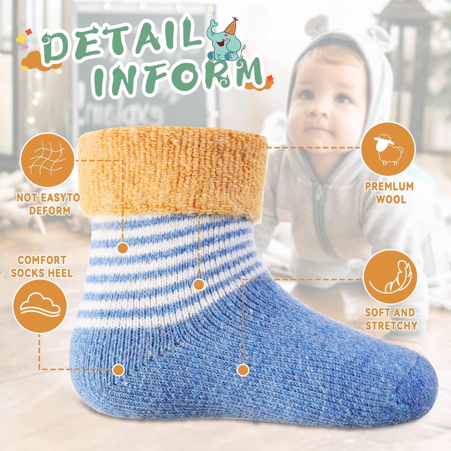 Eocom 6 Pairs Children's Wool Socks