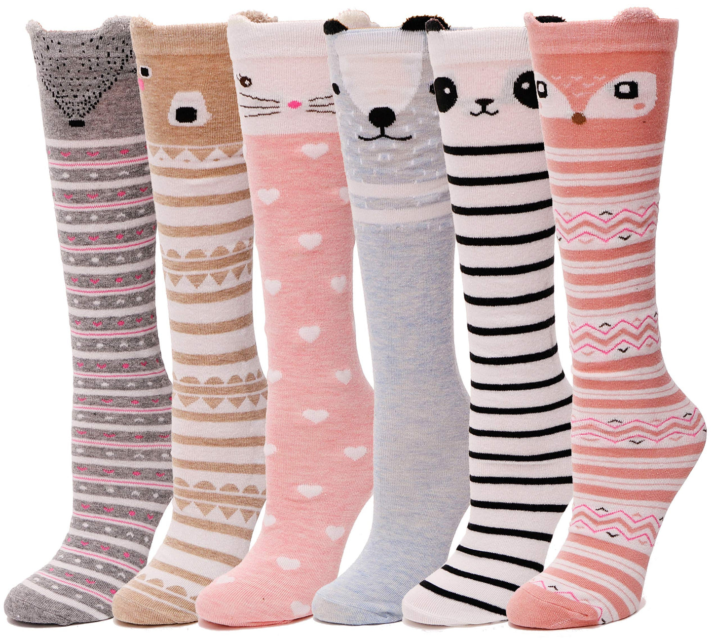 MOGGEI 6 Pairs Kids Girls Knee High Socks