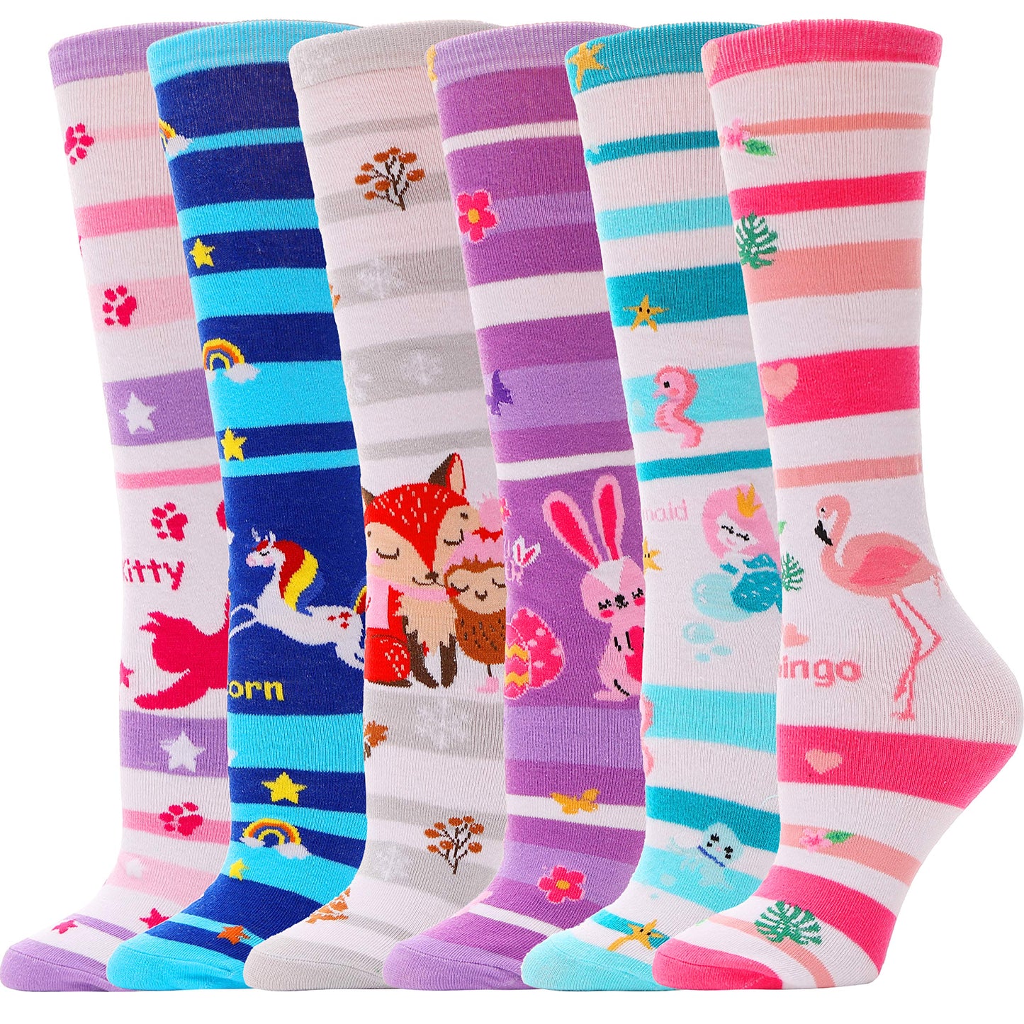 MOGGEI 6 Pairs Kids Girls Knee High Socks