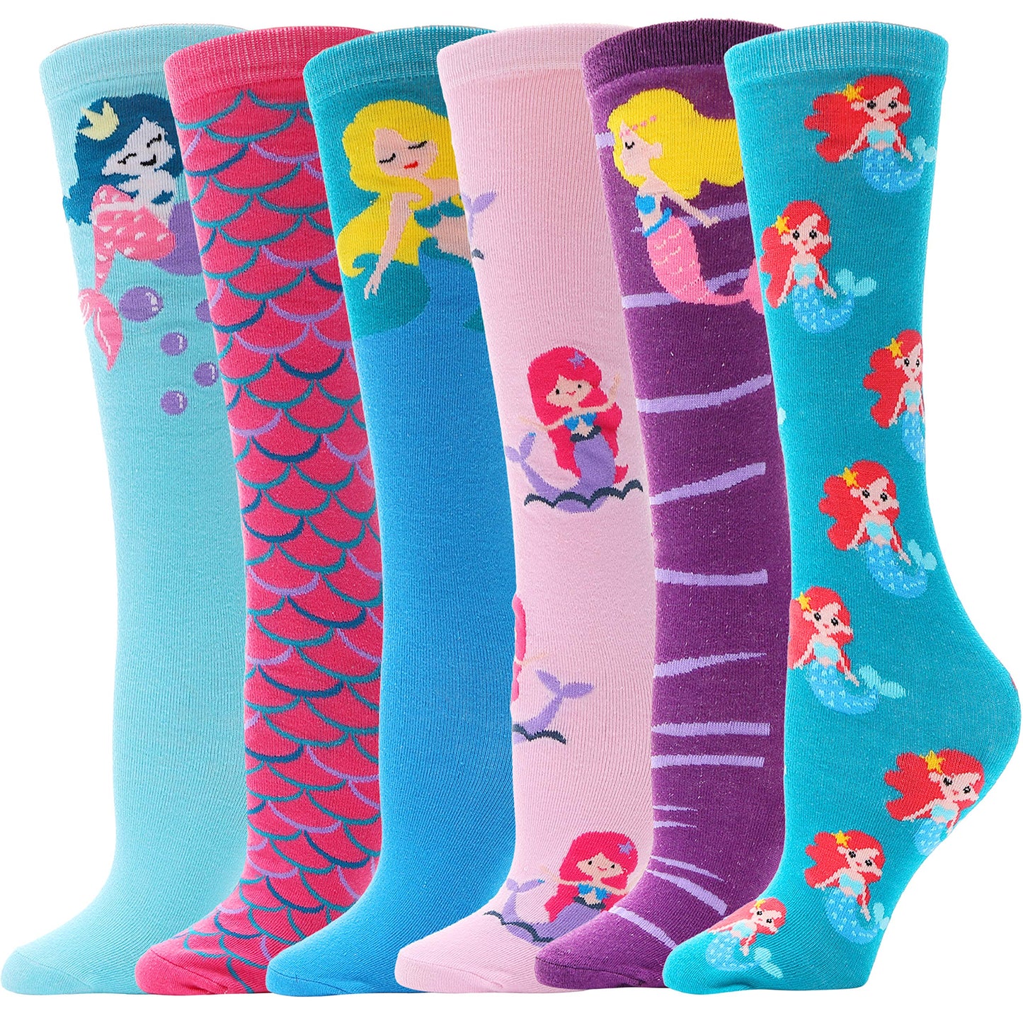 MOGGEI 6 Pairs Kids Girls Knee High Socks