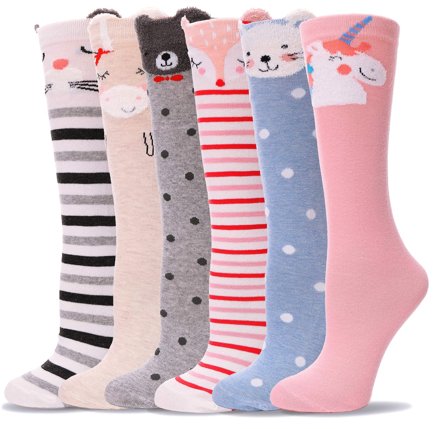 MOGGEI 6 Pairs Kids Girls Knee High Socks