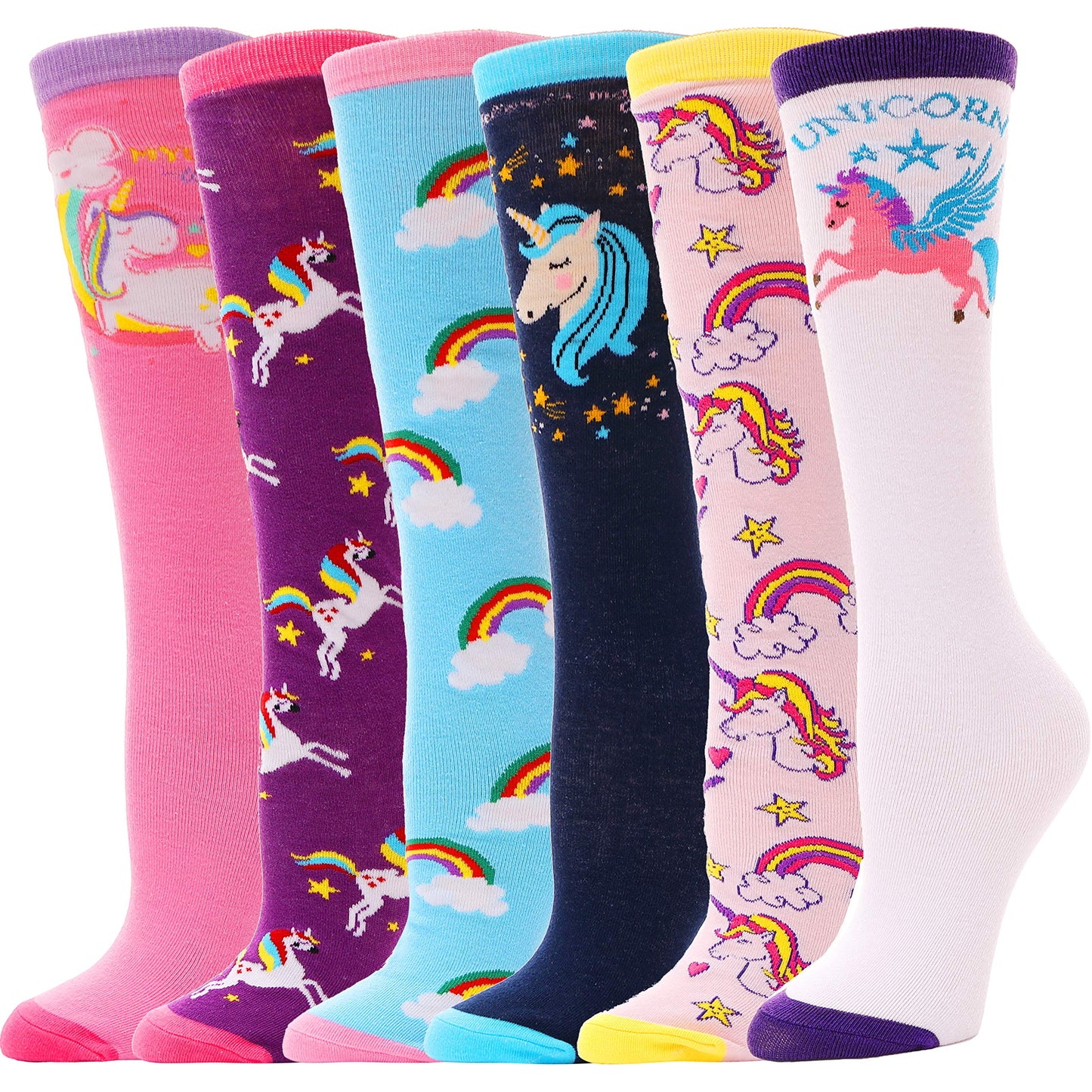 MOGGEI 6 Pairs Kids Girls Knee High Socks